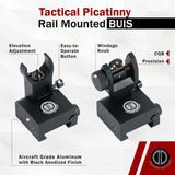 *Open box-Dagger Defense BUIS crescent flip up iron sights for back up optic solutions