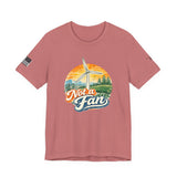 Not a Fan Wind Turbine T-Shirt — Retro Sunset Eco Humor Tee