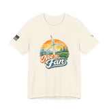 Not a Fan Wind Turbine T-Shirt — Retro Sunset Eco Humor Tee