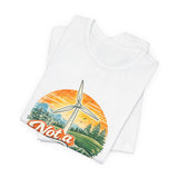 Not a Fan Wind Turbine T-Shirt — Retro Sunset Eco Humor Tee