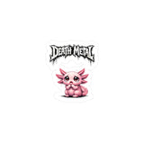 Death Metal Axolotl Kiss-Cut Vinyl Sticker — Cute Pink Axolotl Decal