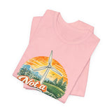 Not a Fan Wind Turbine T-Shirt — Retro Sunset Eco Humor Tee