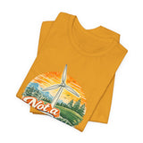 Not a Fan Wind Turbine T-Shirt — Retro Sunset Eco Humor Tee