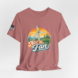 Not a Fan Wind Turbine T-Shirt — Retro Sunset Eco Humor Tee