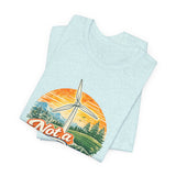 Not a Fan Wind Turbine T-Shirt — Retro Sunset Eco Humor Tee