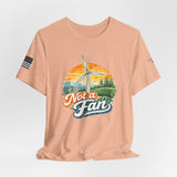 Not a Fan Wind Turbine T-Shirt — Retro Sunset Eco Humor Tee