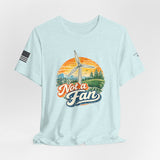 Not a Fan Wind Turbine T-Shirt — Retro Sunset Eco Humor Tee