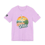 Not a Fan Wind Turbine T-Shirt — Retro Sunset Eco Humor Tee